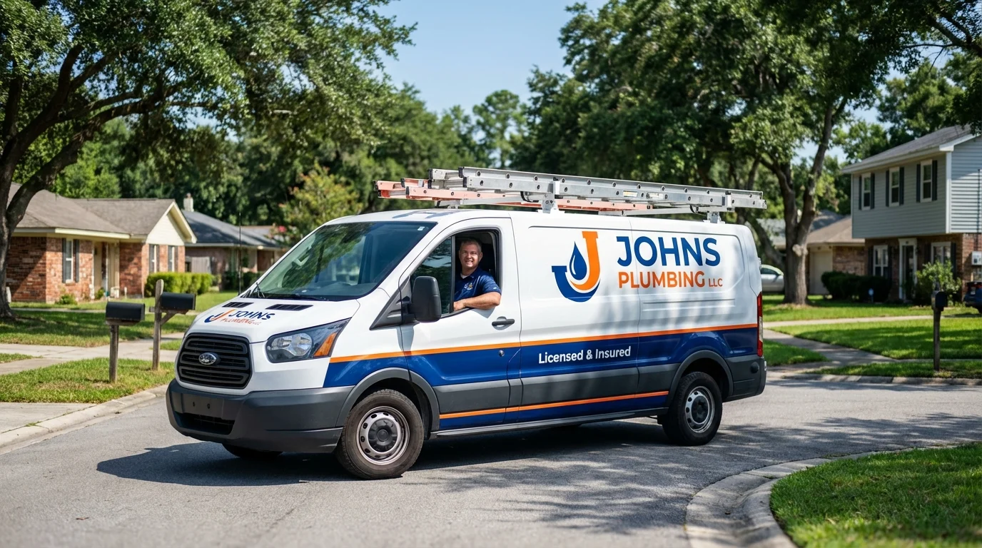 Johns Plumbing LLC service van in Oklahoma City, OK