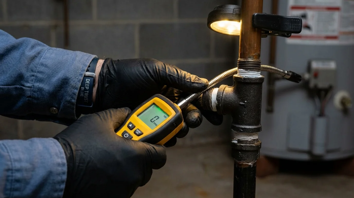 Gas leak detection with electronic sniffer by Johns Plumbing LLC in Oklahoma City
