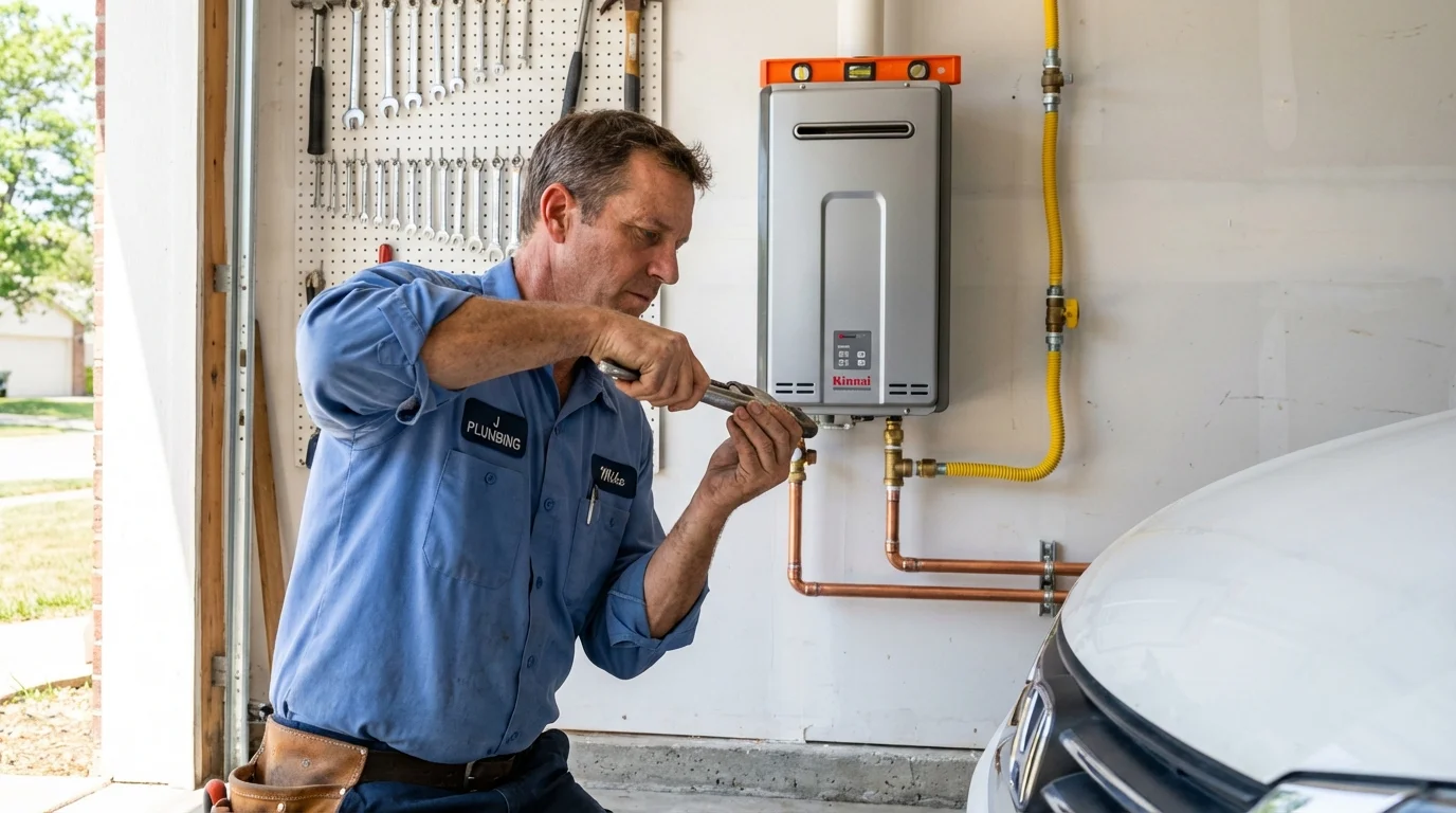 Tankless water heater installation by a Johns Plumbing LLC plumber in Oklahoma City